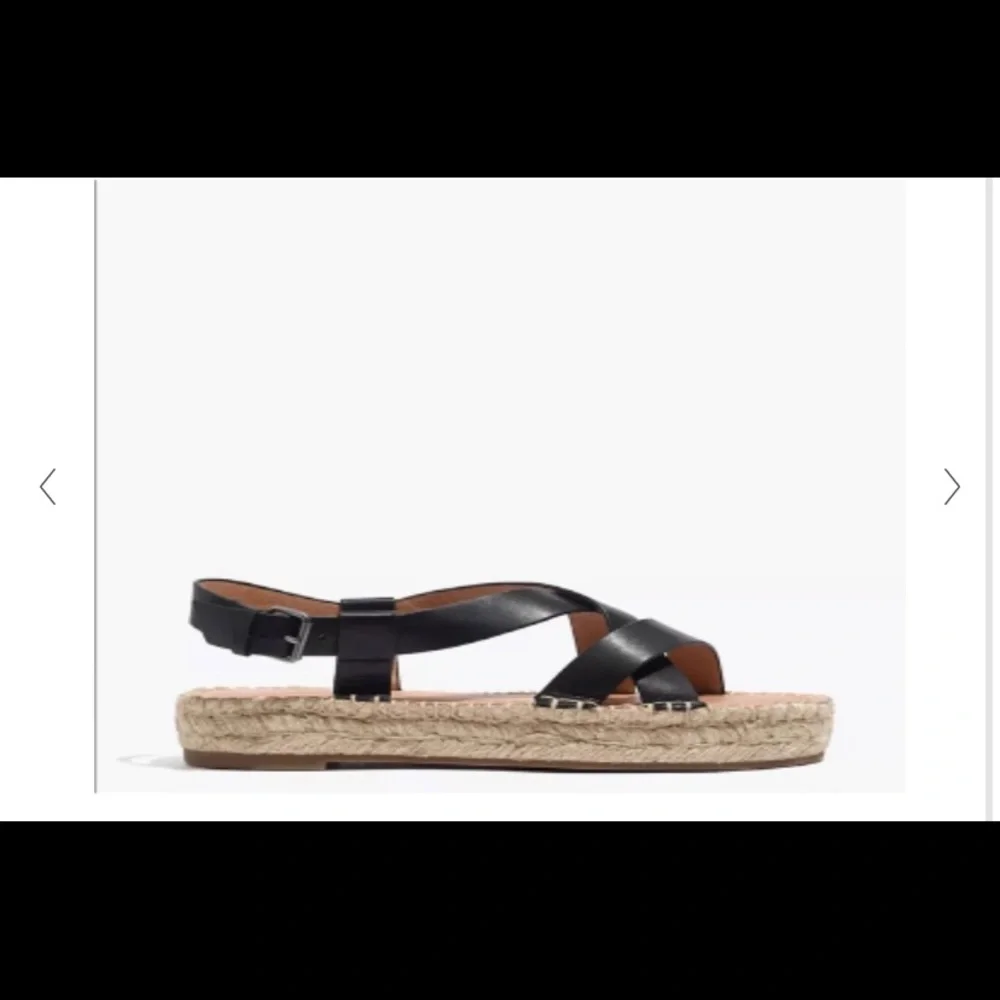 Madewell Black Leather Crisscross Espadrille Sandals